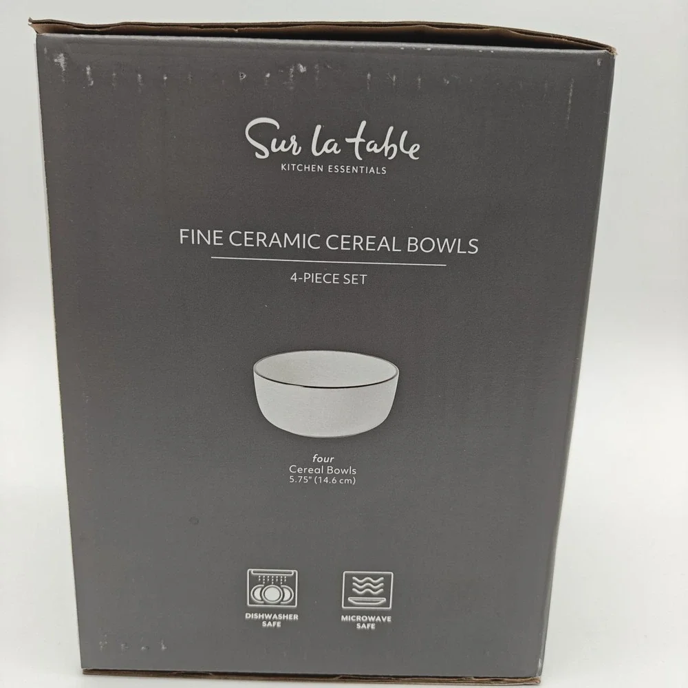Sur La Table Fine Ceramic Cereal Bowls 4-Pack 5.75